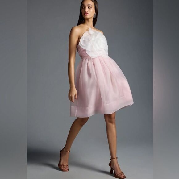 Anthropologie CYNTHIA ROWLEY Women's Organza Flower Strapless/ size 2 - Picture 4 of 15